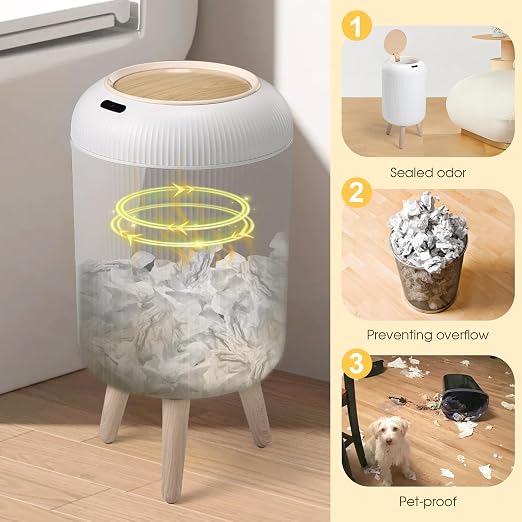 Automatic Touchless Bathroom Trash Can with Lid, 3 Gal and 2.8 Gal Automatic Garbage Bin for Bedroom，Kitchen，Office