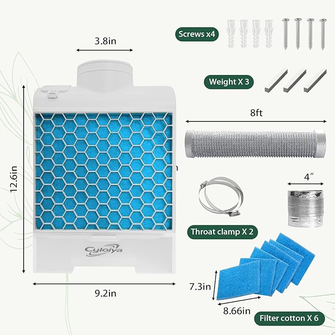 3-in-1 Indoor Dryer Vent Kit with 6 Polyester Filters, Stainless Steel Screen & Water Drawer System, Upgrade Safety Vent Flap for Electric Clothes Dryers
