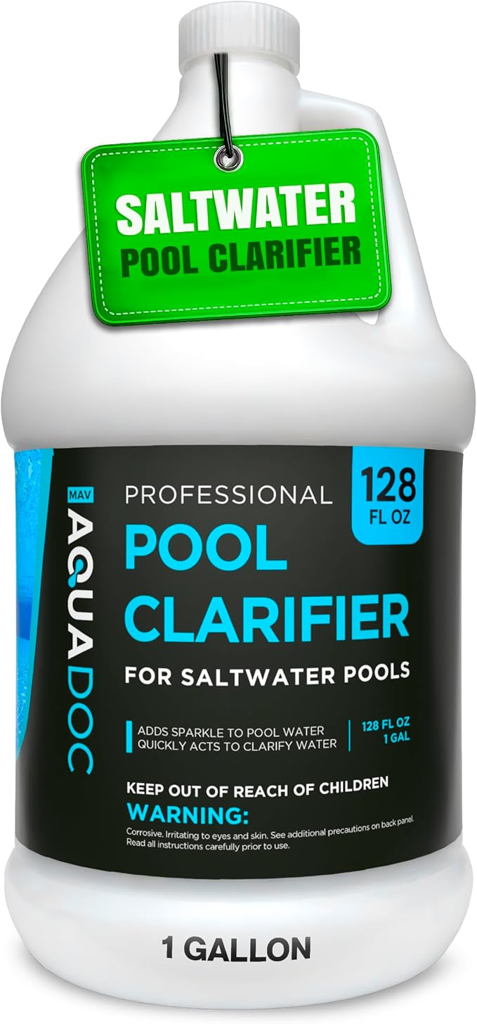 AquaDoc Pool Clarifier for Saltwater Pools - 128 oz - Swimming Pool Water Clarifier for Inground and Above Ground Pools to Help Improve Clarity and Filtration - Made in USA