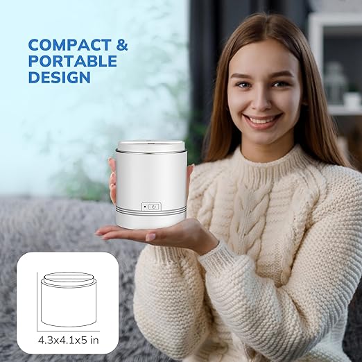 LifeBasis Ultrasonic Jewelry Cleaner, Portable Ultrasonic Cleaner 7.4 OZ (220ML) 42kHz Ultrasonic Retainer Cleaner Machine for Denture Retainer Aligner Jewelry Coins - White