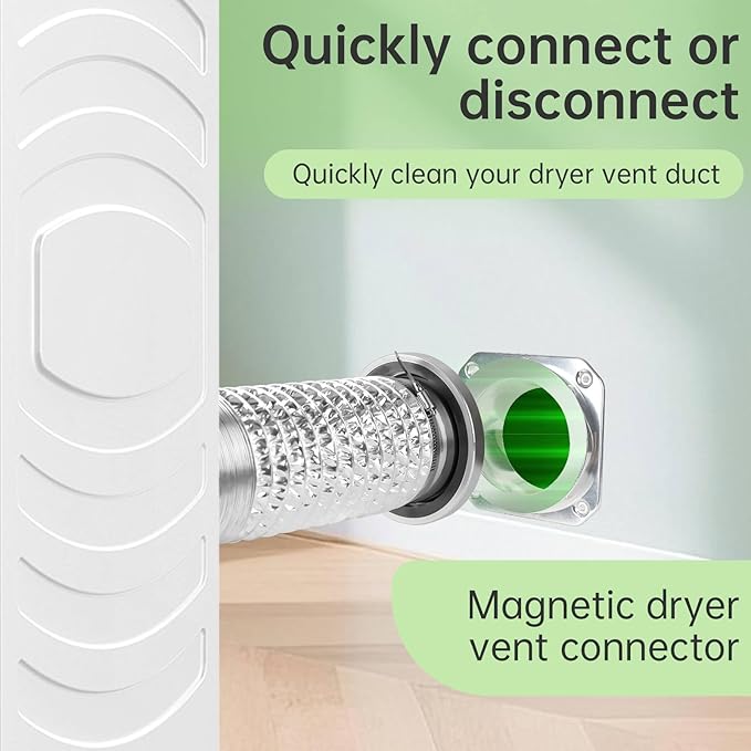 DVC-180 Magnetic Dryer Vent Coupling Connector Kit Easy to Clean Dryer Vent Hose Quick Connector Including a 3.3ft 4" Duct & 2 Clamps