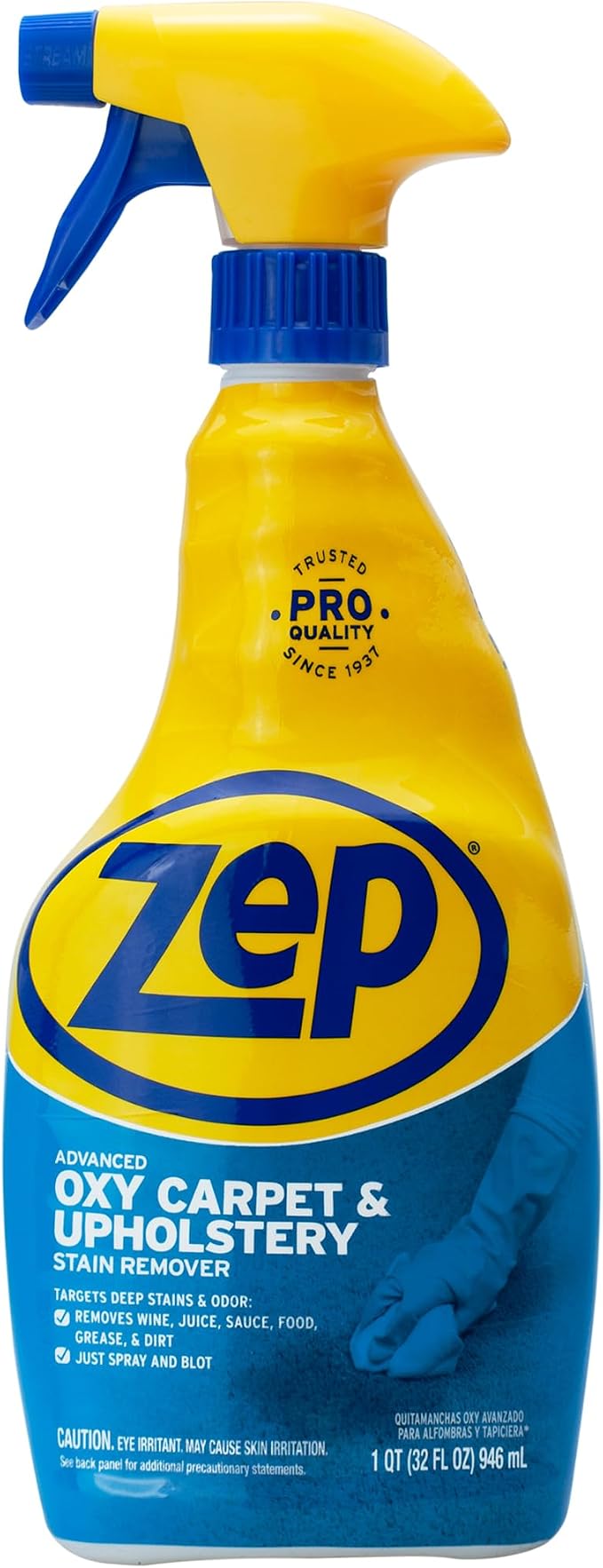 Zep Commercial Advanced Oxy Carpet & Upholstery Stain Remover, 12-1 Qt. Bottles, Bleach-free, Color Safe, Eliminates Tough Stains And Odors (ZUOXSR32)