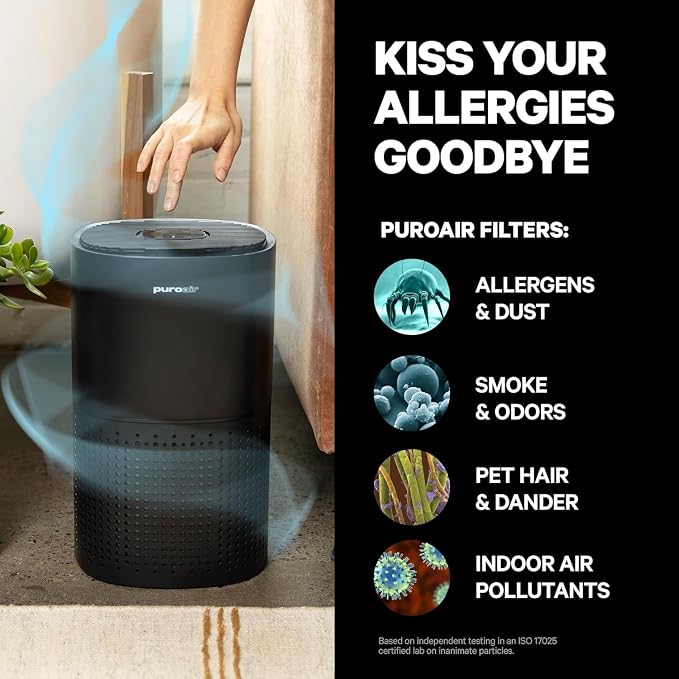 PuroAir 240 HEPA Air Purifiers for Home Pets Air Cleaner up to 1,000 Ft² - HEPA Filter + CarbonTech up to 500X Stronger - Cleans Air Fast - Auto, Sleep Modes Air Purifiers for Bedroom, Office (2PK)