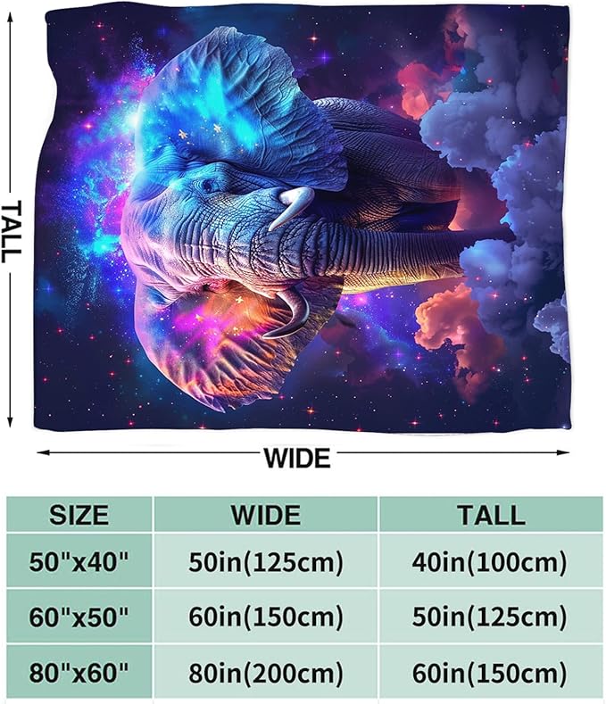 Tijuboni Elephant Throw Blanket Elephant Gifts for Girls Boys Women Men Kids Adults Soft Flannel Fleece Blanket for Couch Sofa Bed Home Decor 60"x80"