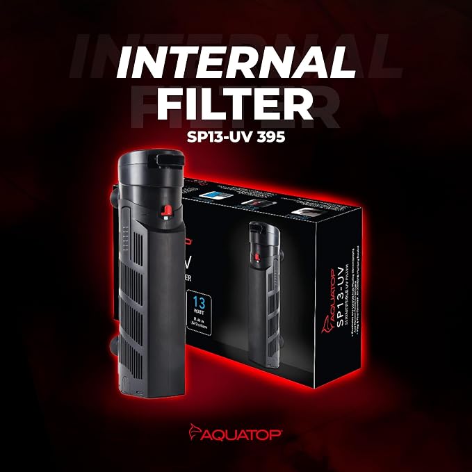 Aquatop 395 GPH Internal Filter - Crystal Clear Water - Fresh & Saltwater Use - Adjustable Flow Rate - Submersible Filter - Tanks or Sumps - SP13-UV