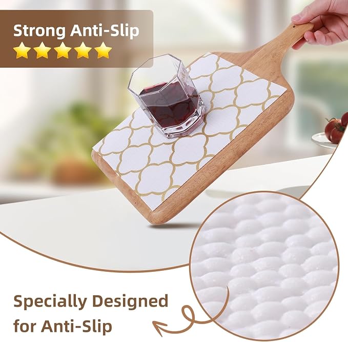 Shelf Drawer Liners for Kitchen Cabinets Non Adhesive Drawer Liner Thickened Refrigerator Liner Gold Quatrefoil Strong Non-Slip Paper for Tool Box with Knife and Tape Measure,17.3 x 354.3 Inches