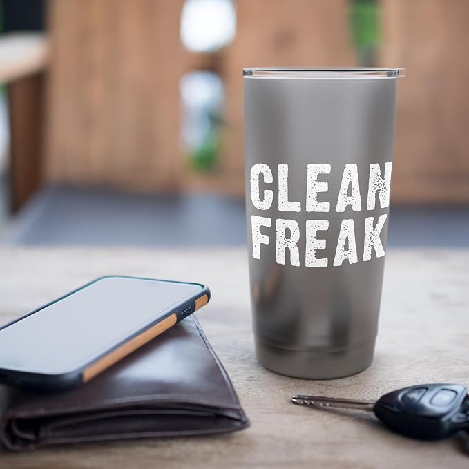 Clean Freak Cleaning Janitor Custodian Stainless Steel Insulated Tumbler