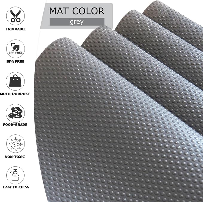 20Pcs Refrigerator Liners, Washable Fridge Liner Shelf Mats Refrigerator Pads for Cupboard Cabinet Drawer Home Kitchen Accessories Organization (Grey)