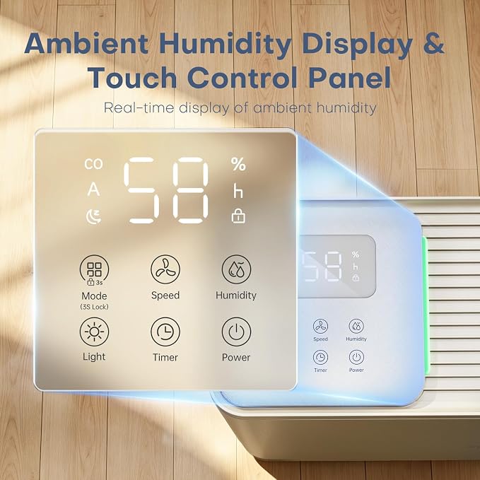 1,500 Sq.Ft Dehumidifier for Basement, 21 Pints Basement Dehumidifier with Drain Hose, Large Dehumidifiers for Home, RV, Bathroom, Bedroom - 1.2 Gallons(4.5L) Water Tank, 3 Modes, 24-Hour Timer