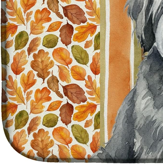 Caroline's Treasures Gray and White Old English Sheepdog Heirloom Fall Dish Drying Mat Absorbent Dish Drying Mat Pad for Kitchen Counter Dish Drainer Mat for Countertop, 14 x 21", Multicolor