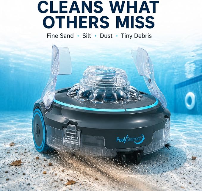 PRO Cordless Robotic Pool Cleaner with Slope Climbing Technology, 120 Mins Runtime Automatic Pool Vacuum, Dual Fine Filters, Self-Parking, Ideal for Above/In-Ground Pools up to 1290sq.ft