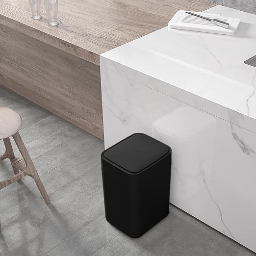 TOWNEW T1S Self-Sealing and Self-Changing 4.1 Gallon Trash Can | Automatic Open Lid and Motion Sense Activated Garbage Bin | Smart Home Electric Trash Cans, Black, Large