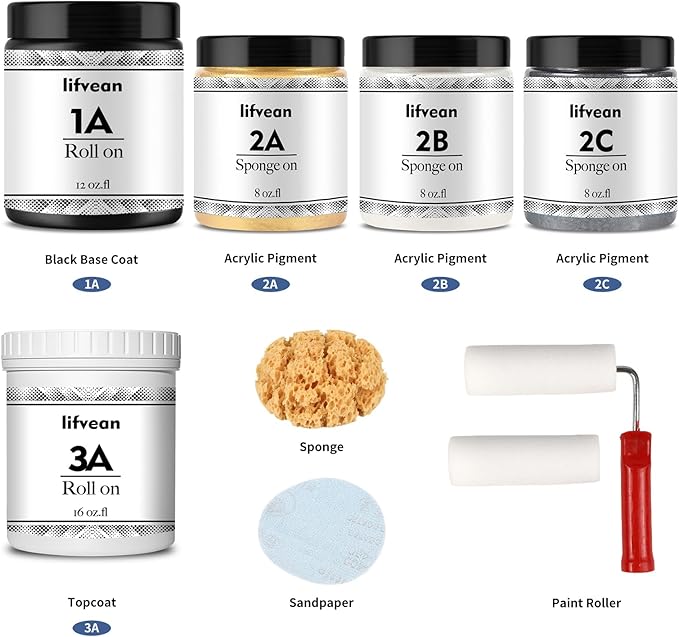 Granite Countertop Paint Kit - Black Diamond Counter Top Refinishing Kit DIY Countertop Resurface Kit Works on Kitchen Bathroom