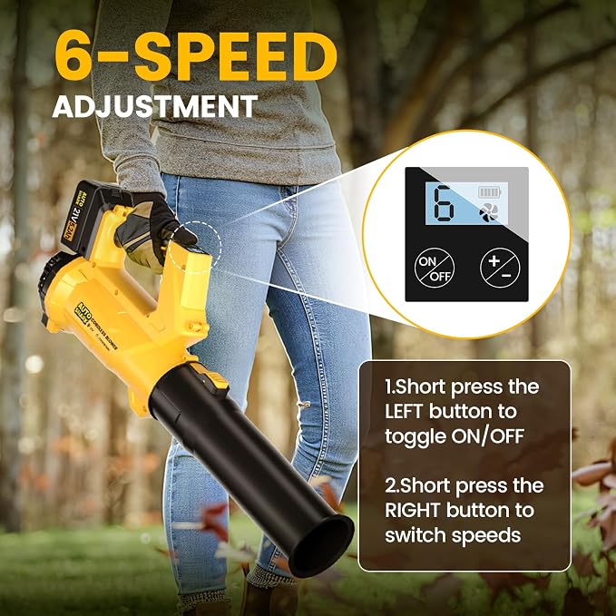 2025 Upgrade Cordless Leaf Blower with 2×4.0Ah Batteries & Fast Charger, 150MPH 500CFM Powerful Cordless Blower, 6-Speed, for Lawn, Yard, Leaves Cleaning