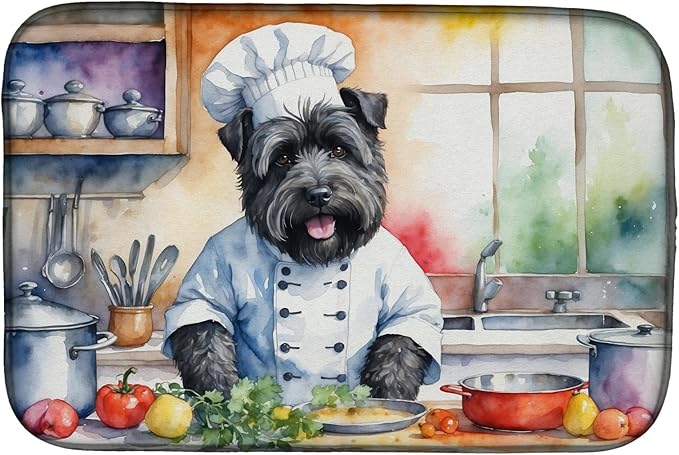 Caroline's Treasures DAC6217DDM Bouvier des Flandres The Chef Dish Drying Mat Absorbent Dish Drying Mat Pad for Kitchen Counter Dish Drainer Mat for Countertop, 14 x 21", Multicolor