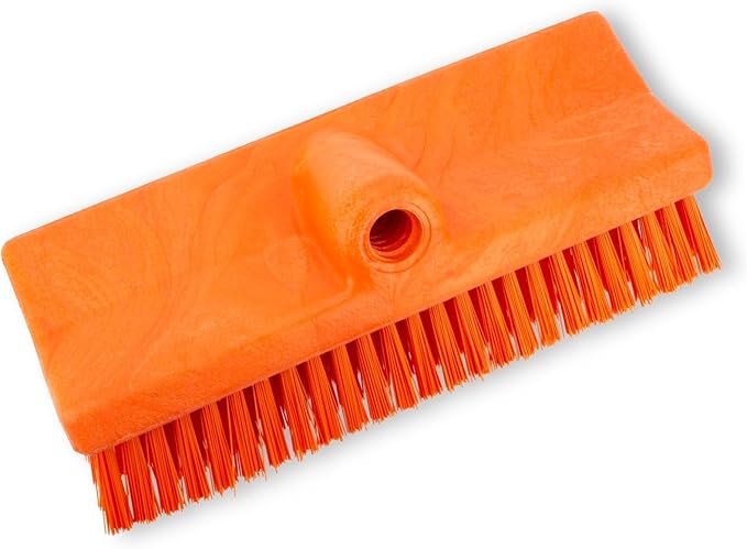 SPARTA 40423EC24 Plastic Floor Scrub Brush, Wall Brush, Equipment Brush With Nonabsorbent Bristles For Industrial Kitchens, Hospitals, Commercial Cleaning, 10 Inches, Orange, (Pack of 2)
