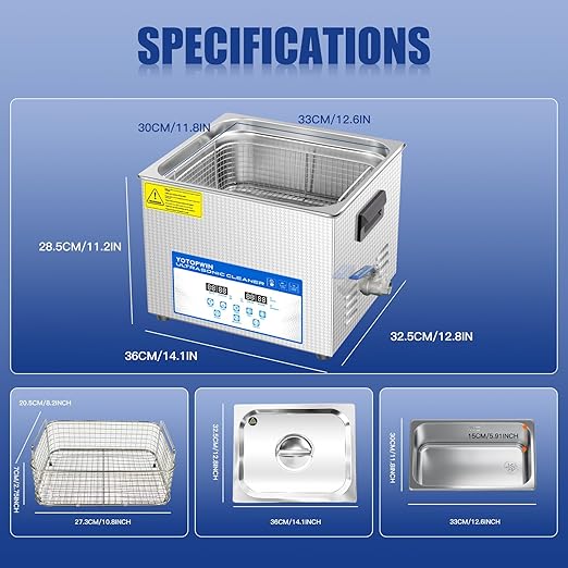 Industrial 15L Ultrasonic Cleaner with Heater & Degassing 110V 360W Commercial Grade for Automotive Parts, Tools, PCB Carburetors 40kHz Stainless Steel Tank, Digital Timer Ultrasonic Cleaning Machine