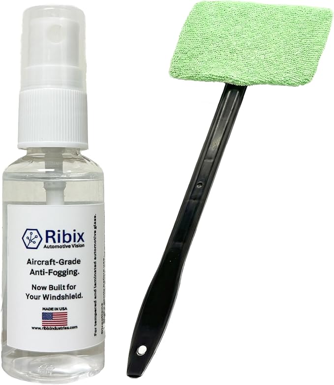 Vision Anti-Fogging Interior Glass Cleaner Spray Kit, 1oz Car Windshield Defogger with Window Cleaning Wand & Microfiber Cloth