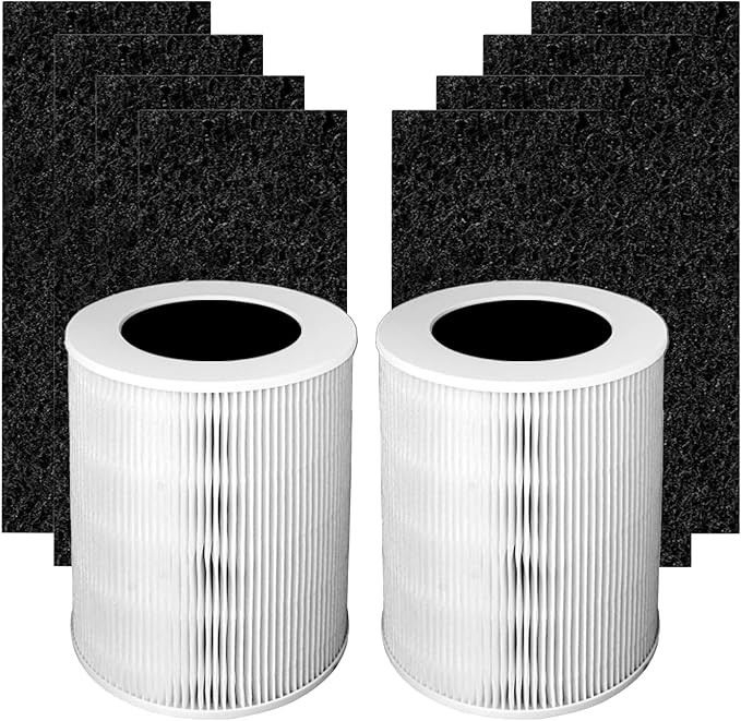 H-HF670-VP Replacement Filter Compatible with Hunter HP670 Tower Air Purifier | 2 Pack H13 True Hepa and 8 Pack Activated Carbon Pre-Filter - Capable of Capturing Dust Pet Dander, Ideal for Room