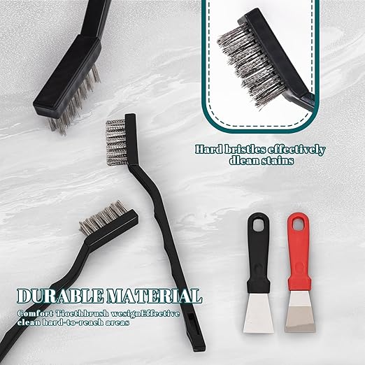 15PCS Mini Wire Brush Stainless Steel Brush Set，Masonry Brush Wire Bristle for Cleaning Welding Slag and Rust，Curved Handle Brush (Stainless Steel, 15)