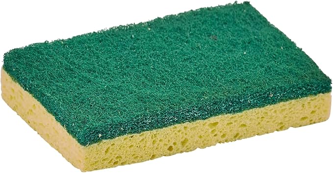 Scrubee Heavy Duty Scrub Large Sponge with Scouring Pad, Kitchen Dishwashing, Sink, Pot and Frying Pan Cellulose Scrubber Sponge Non Scratch. By Superio… (6" Sponge)
