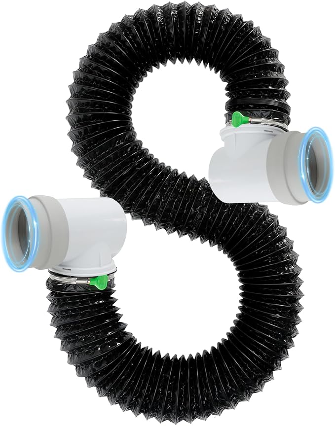 4Inch Dryer Vent Hose 10FT, Rubber Interface Dryer Vent Connector Kit for Tight Space, 90 Degree Dryer Vents Elbow, 6 Layer Heavy Duty Flexible Aluminum Duct with 2 Key Hose Clamps