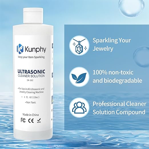 KUNPHY Sonic Jewelry Cleaner, Professional Sonic Cleaner Machine 46kHZ 12 oz, Glasses Cleaner for Retainer, Jewelry, Ring, Silver, Dentures