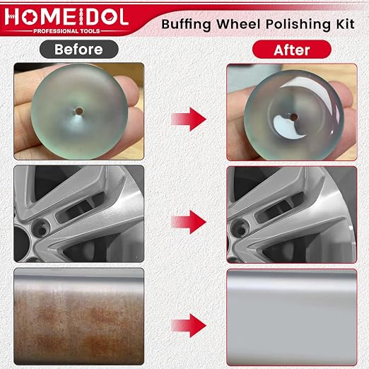 103PCS Buffing Wheel for Dremel Polishing Kit, HOMEIDOL 1/8" Shank Polishing Wheel for Dremel Tool Accessories, Abrasive Wheel Buffing Wire Brush Woolen Brush Rotary Polish Bits