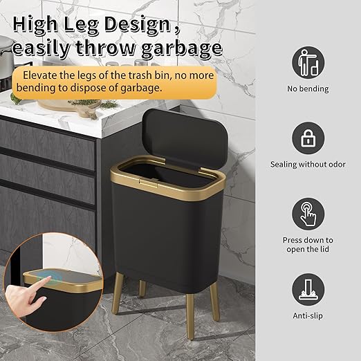Procade Automatic Motion Sensor Bathroom Trash Can with Lid, 3 Gallon Touchless Trash Bin, Smart Plastic Garbage Can Small Green Wastebasket for Toilet, Office, rv, Bedroom, Living Room