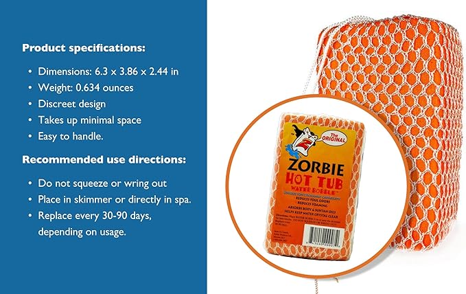 Water Bobble Hot Tub Oil Scum Absorber - Scum Absorbing Sponge for Spas and Hot Tubs - Naturally Cleaner Water with Spa Sponges for Hot Tubs - Orange Floating Bobble with String - 2 Pack