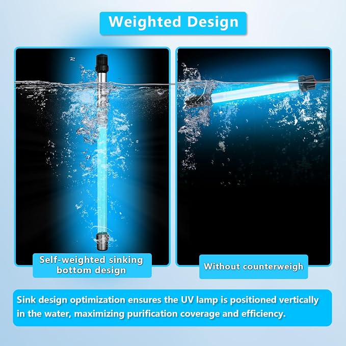 coospider-repta 55W Pond UV Light for 500-6000 Gallon, UV Pond Water Clarifier for Koi Pond, Swimming Pool, Spa, Large Fish Tank, Cold Plunge for Green Water Clean