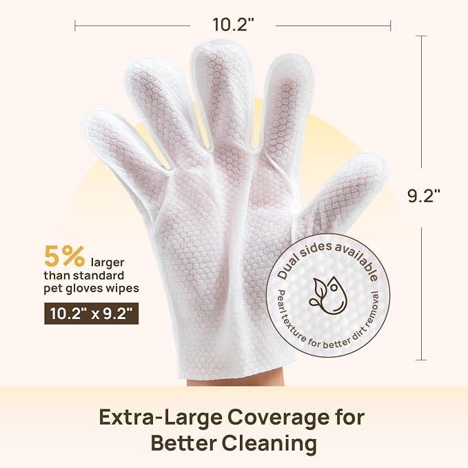 HICC PET Cleaning Deodorizing Glove Wipes for Dogs & Cats, Vet Recommended Hypoallergenic Hydrating & Nourish Fur Pet Grooming Glove Wipes, Pet Bathing Wipes for Horse Coat Care,6pcs Unscented