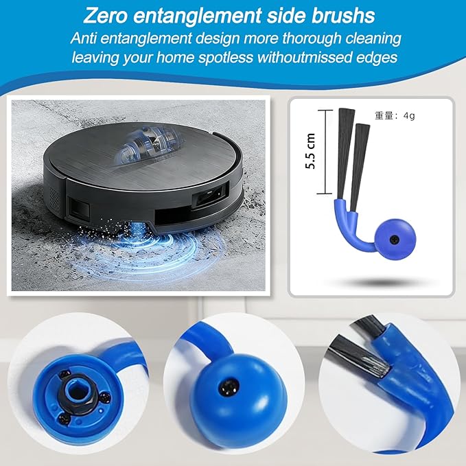 Accessories Kit Compatible with Yeedi S20 Infinity Robot Vacuum,2 Main Brush, 6 HEPA Filter, 6 Roller Mop, 6 Side Brushes,Replacement Parts