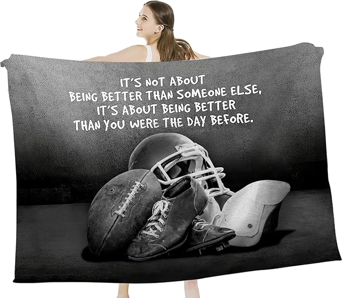 Tijuboni Football Sports Throw Blanket Rugby Gifts for Men Boys Women Girls Kids Adults Soft Flannel Fleece Blanket for Couch Sofa Bed Home Decor 60"x80"