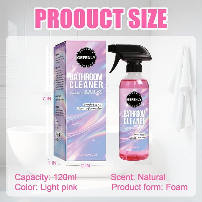 Bathroom Cleaner - 4.22 Fl Oz Bathroom Descaler Foam Cleaner, Gentle Formula Foaming Bathroom Cleaner, Bath Room Spray for Showers, Bathtubs, Glass Surface (1 PC)