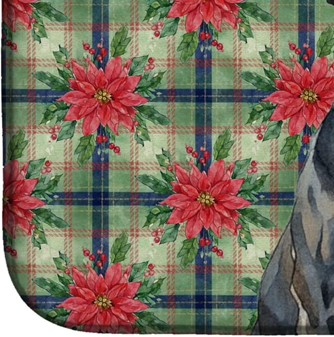 Caroline's Treasures Cane Corso Christmas PoinsettIas Dish Drying Mat Absorbent Dish Drying Mat Pad for Kitchen Counter Dish Drainer Mat for Countertop, 14 x 21", Multicolor