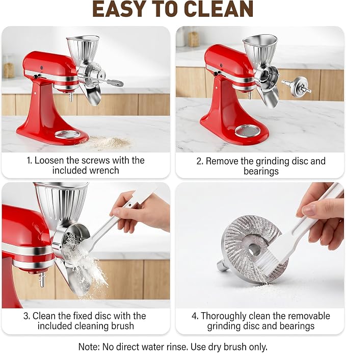 COFUN Grain Mill Attachment for Kitchen Aid Mixer, 9 Adjustable Levels All Metal Flour Mill, Fit for Wheat, Corn, Oats, Buckwheat, Millet, Coffee Beans & Dry Low-Oil Grains