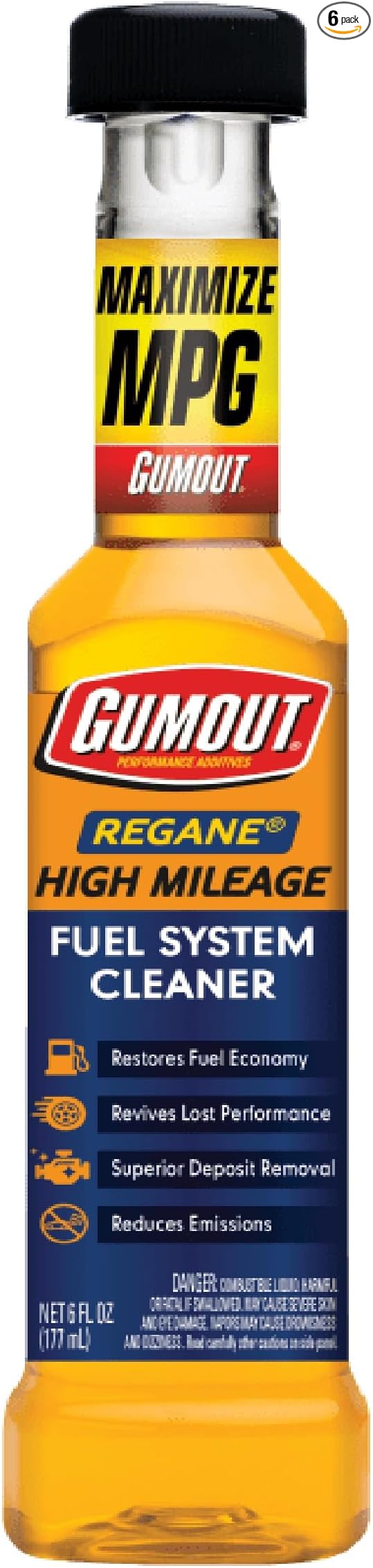 Gumout 510023 Regane High Mileage Fuel System Cleaner, 6 oz. (Pack of 6) (510023W-6PK)
