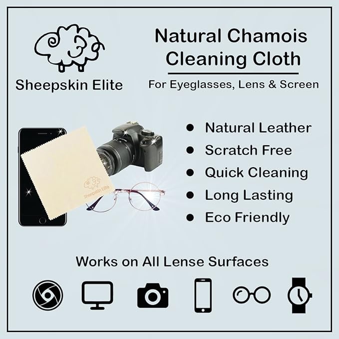Natural Chamois Leather Eyeglass Cleaning Cloth Camera Lens Cleaning Cloths Screen Cleaning Cloth Glasses Cleaning Cloth Tablets Cloth Chamois Cleaning Cloths for Eyeglasses (4 Packs, Small)