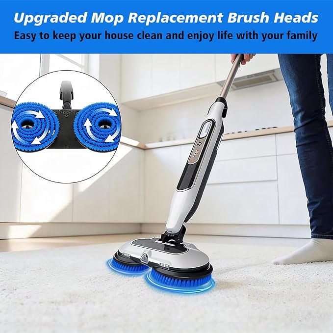 4 Pack Brush for Shark Steam Mop S7000 S7001 S7020 S7005 S8021 S8001 Replacement Brush Heads with Nylon Bristles and Scrub Pad Abrasive Polishing Pad (2 Blue+2 White)