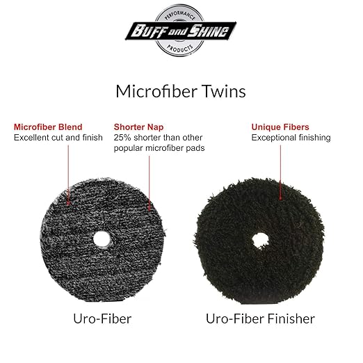 Buff and Shine URO-Fiber Microfiber Pad for Car Compounding, Cutting, Buffing, Waxing, and Polishing - Compatible with Long-Throw, High-Action, Dual-Action, and Random Orbital Polisher - 5 in (6 Pads)
