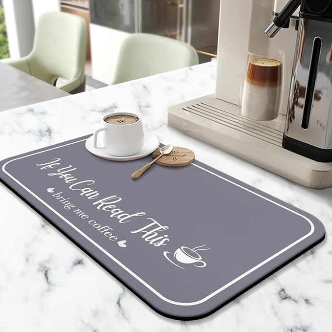 Coffee Bar Mat for Countertops 31.5inx17in,Absorbent Hide Stain Anti-Slip Cafe Bar Accessories Fit Under Coffee Machine Mat,Dish Drying mats for Kitchen