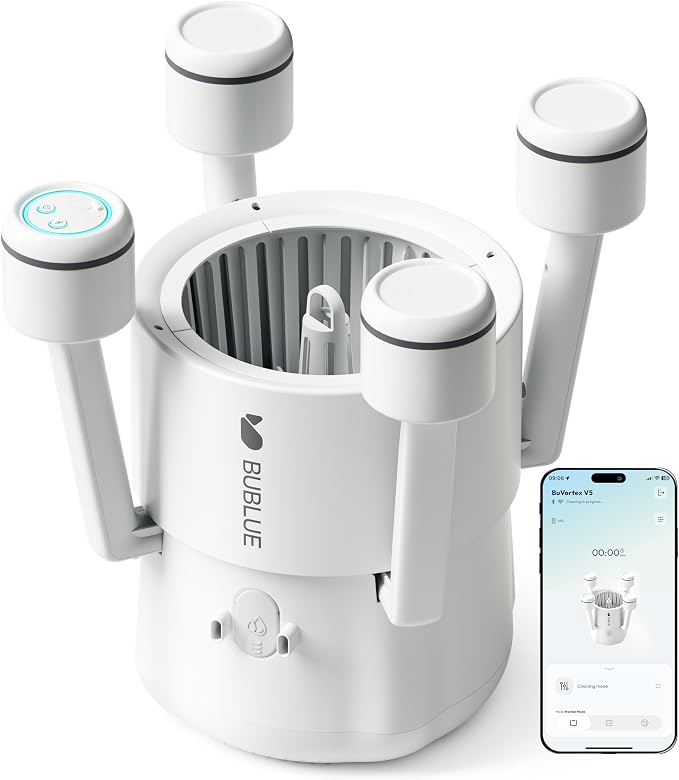 (2026 New) BUBLUE F10 Pool Surface Skimmer Robot,Robotic Pool Skimmer with App Control,Powerful Suction,5L Filter,Dual Cleaning Modes, AI Navigation,Ideal for In-Ground & Above-Ground Pools,White