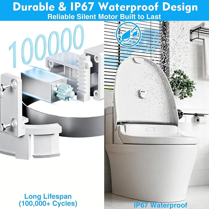 Automatic Toilet Flusher Kit for Side Front Angled Mount, Rechargeable Toilet Flusher Replacement Kit with Touchless Infrared Sensor, Universal Tank Fit for Seniors and Kids, No-Tool DIY Installation