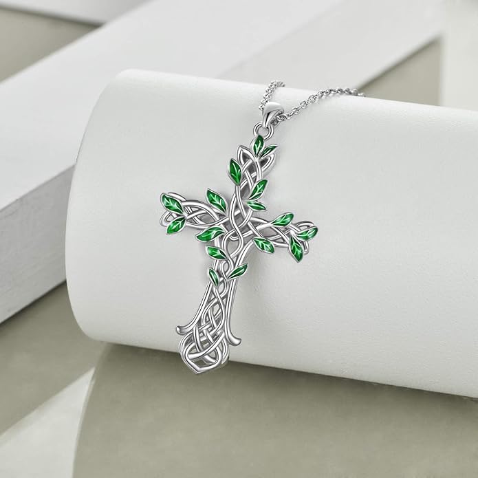ONEFINITY Religious Cross Pendant Necklace Sterling Silver Origami Cross Pendant Gifts for Women Men Jewelry