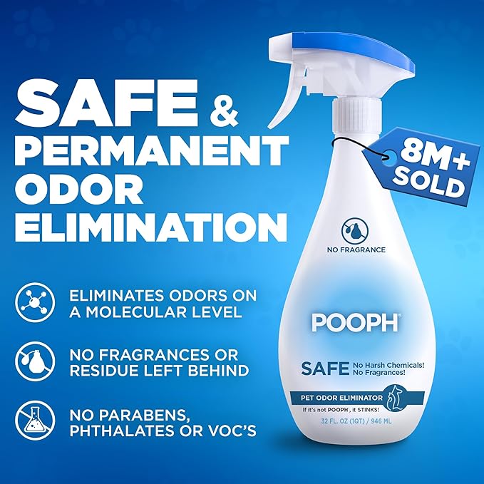 POOPH Pet Odor Eliminator & Kitty Litter Box Deodorizer Spray 2 x 32oz Fragrance Free Urine Poop Pee Odor Remover for Cats Dogs Carpet Furniture Home Cleaning