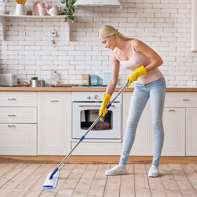 Conliwell Rubber Broom Carpet Rake for Pet Hair, Fur Remover Broom with Squeegee and 18" Professional Microfiber Mop Floor Cleaning System