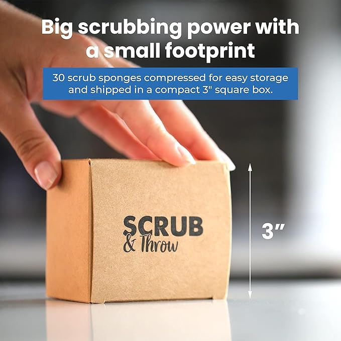 Scrub & Throw Loofah Scrub Sponge, Natural, Plastic-Free, Non-Scratch, for Kitchen, Dishes, Pots and Cleaning, Plant-Based, Plastic-Free, Eco-Friendly, Biodegradable, 30 Pack