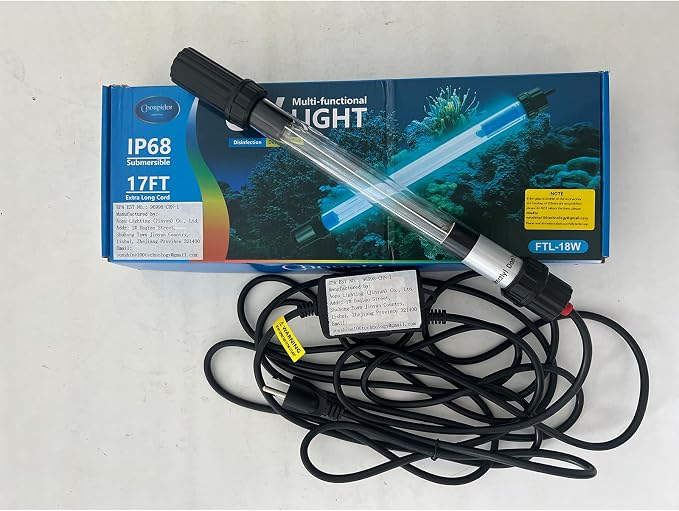 coospider-repta 55W Pond UV Light for 500-6000 Gallon, UV Pond Water Clarifier for Koi Pond, Swimming Pool, Spa, Large Fish Tank, Cold Plunge for Green Water Clean