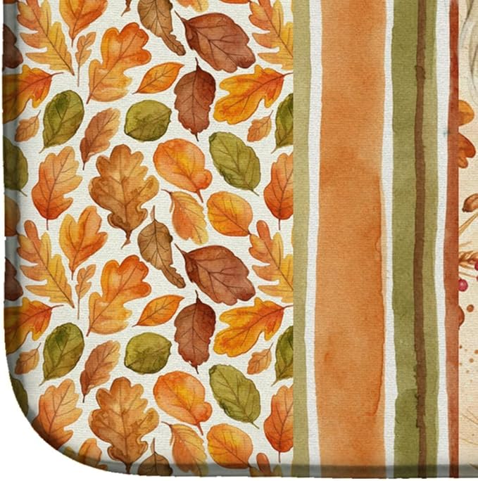 Caroline's Treasures Cream Saluki Heirloom Fall Dish Drying Mat Absorbent Dish Drying Mat Pad for Kitchen Counter Dish Drainer Mat for Countertop, 14 x 21", Multicolor